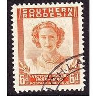 Southern Rhodesia KGVI 1947 Victory 6d Orange Used SG 67 postage stamp