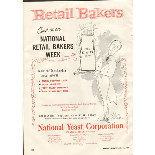 national yeast corp 1959 retail bakers week commercial vintage ad