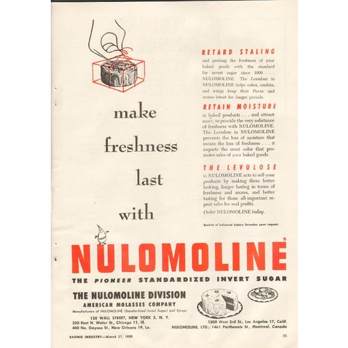 american molasses company 1959 nulomoline freshness last vintage ad