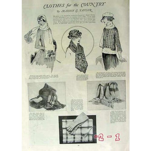 CLOTHES FOR THE COUNTRY 1919 woman clothing scarves vintage article