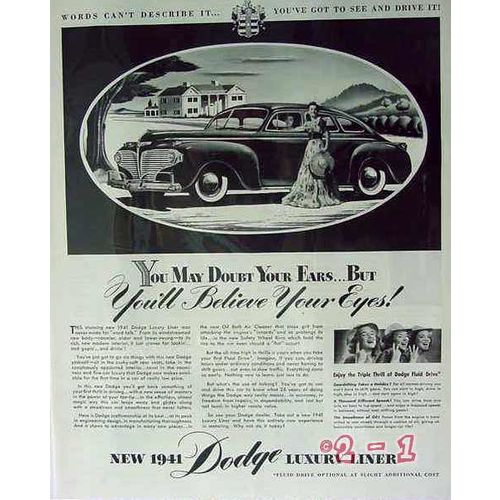 DODGE 1941 Gone with the Wind luxury car vintage ad