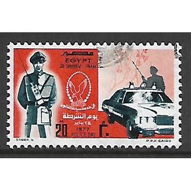 EGYPT 1977 POLICE DAY 20M PATROLMAN AND POLICE CAR SG 1308 FINE USED#2