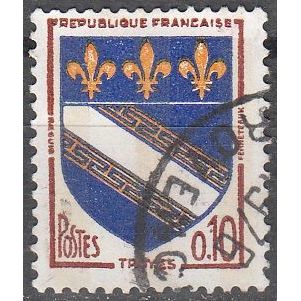 France 1963 Michel 1420Y O Cote (2008) 0.30 Euro Armoirie Troyes Cachet rond