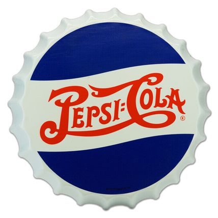 PEPSI COLA 13'' Metal Bottle Cap Sign retro vintage round wall red white classic