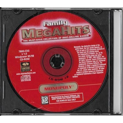 Family Mega Hits Monopoly Vintage CD Game Windows 3.1 95 © 1997 Hasbro Used