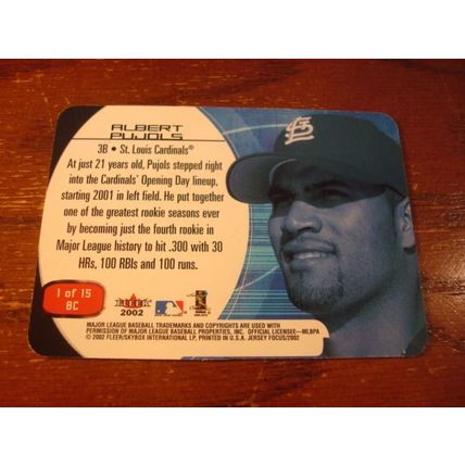 2002 Fleer Focus, Blue Chips Insert, ALBERT PUJOLS, #1BC, Cardinals