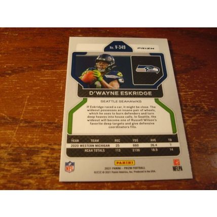 2021 Panini Prizm, Silver Prizm, DWAYNE ESKRIDGE Rc, Seahawks, # V-349