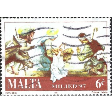 MALTA, CHRISTMAS, The Nativity, red-brown 1997, 6c, #3