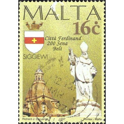 MALTA, Statue and Church Siggiewi, yellow 1997, 16c