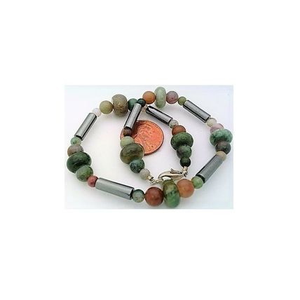 Hematite Fancy Jasper Beaded Gemstone Anklet Bracelet 3