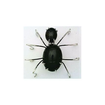 Black Onyx Spider Stainless Wire Wrap Pin Brooch 8