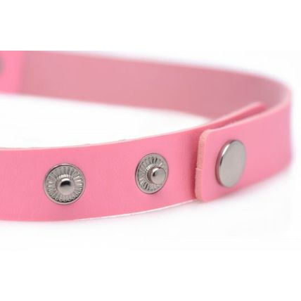 Chrome Heart Pink Choker Necklace Faux Leather Master Series Pet Slave Sub Dom !