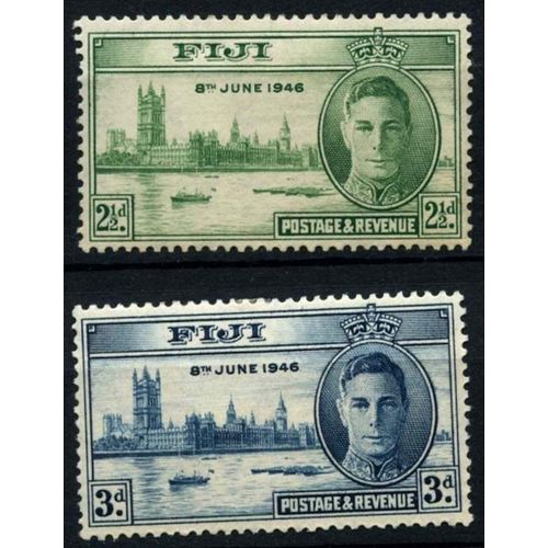 Fiji KGVI 1946 Victory Peace Unmounted Mint NHM SG 268-269 Sc 137-138 WWII stamp