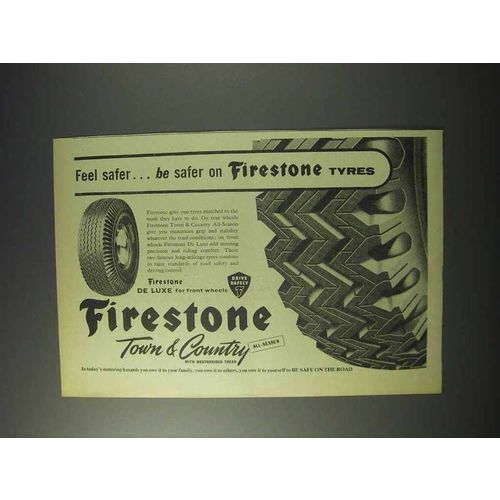 1959 Firestone Town & Country Tires Tyres Ad - Be Safer
