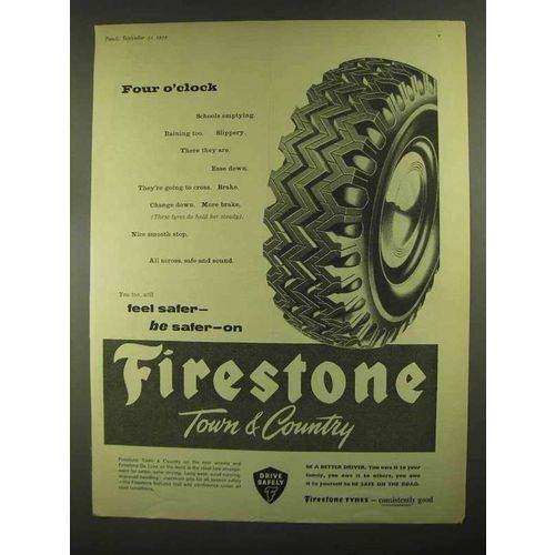 1959 Firestone Town & Country Tires Ad - Four O'Clock