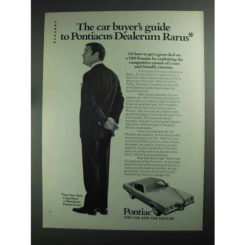 1969 Pontiac Car Ad - Guide to Dealerum Rarus