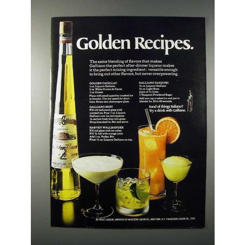 1970 Galliano Liqueur Ad - Golden Recipes