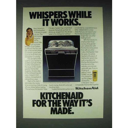 1986 KitchenAid Superba Dishwasher Ad - Whispers