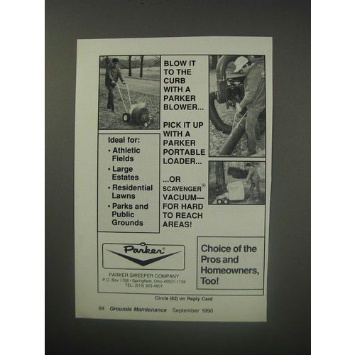 1990 Parker Ad - Blower, Portable Loader and Scaenger Vacuum Ad