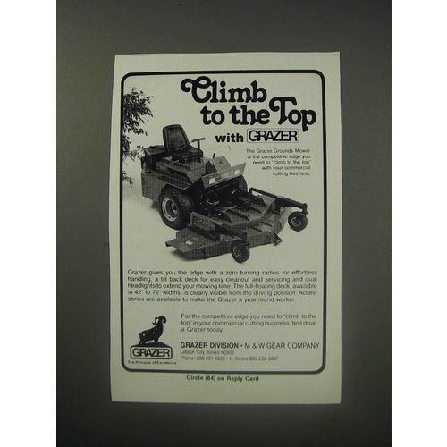 1990 Grazer Grounds Mower Ad - Climb to the top with Grazer