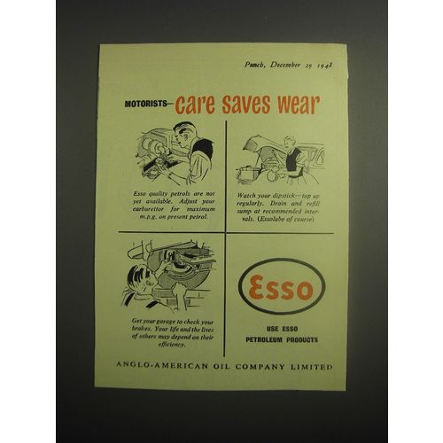 1948 Esso Petroleum Products Ad - Motorists - care saves wear