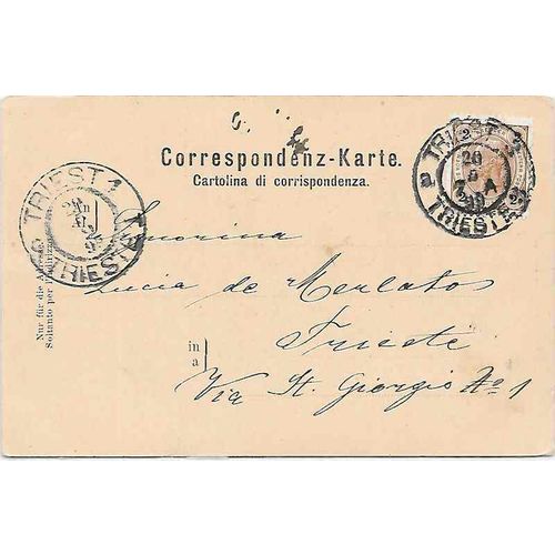 Austria Trieste Postcard 1899, Trieste "3" cancel to Trieste "1", Pirom Castle