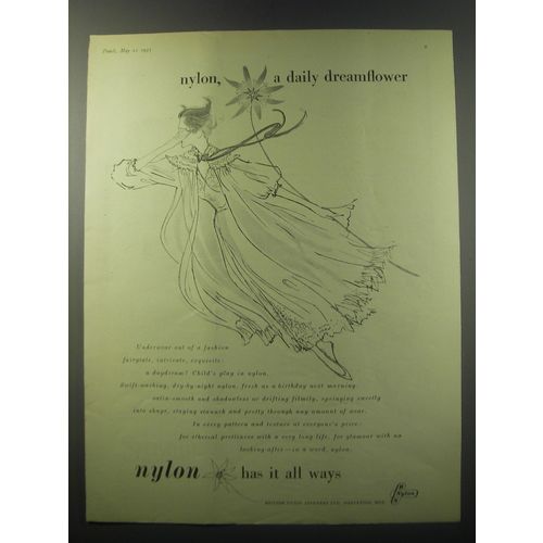 1955 BNS Nylon Ad - Nylon, a daily dreamflower