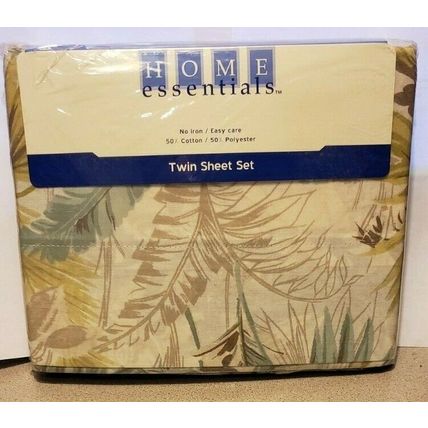 HOME ESSENTIALS TROPICAL WINDS W/ TROPICAL PALM PLANTS TWIN SIZE SHEETS SET~NEW~