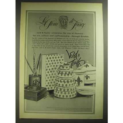 1974 Lord & Taylor La Gloria di Firenze Gifts Ad -Celebrates Florence