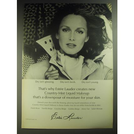 1974 Estee Lauder Country-Mist Liquid Makeup Ad - Dry isn't glowing.