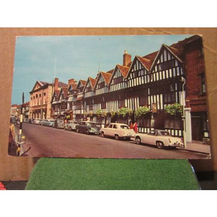 SHAKESPEARE HOTEL & TOWN HALL, STRATFORD UPON AVON used vintage postcard =