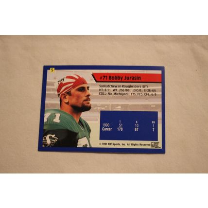Bobby Jurasin 1991 AW Sport All-World CFL NO. 5