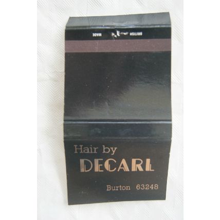 old Matchbook Cover- Hair by Decarl, Burton (on Trent)