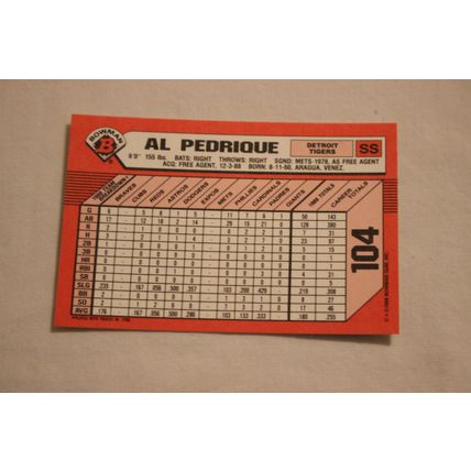 Al Pedrique 1989 Bowman TIFFANY NO. 104