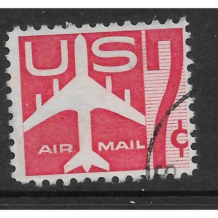 USA 1958 AIR 7c RED SILHOUETTE OF JET AIR LINER SG A1112 FINE USED#2