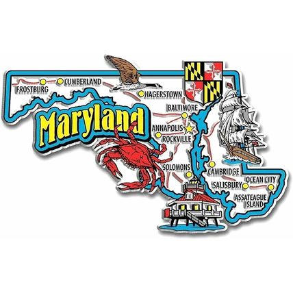 Maryland Jumbo State Map Fridge Magnet