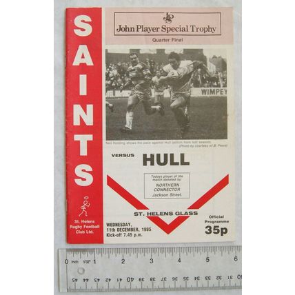 1985 programme St. Helens v. Hull, JPS Trophy Quarter Final