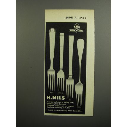 1952 H. Nils Silverware Advertisement - Ripple, Cardinal, Bell, Classic Patterns