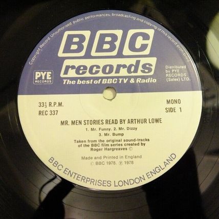 MR MEN stories read by ARTHUR LOWE LP vinyl children vintage BBC TV 1978 stories