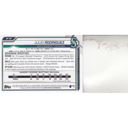 JULIO RODRIGUEZ 2021 AUTOGRAPHED SEATTLE MARINERS ALL-STAR MVP OUTFIELDER J-ROD