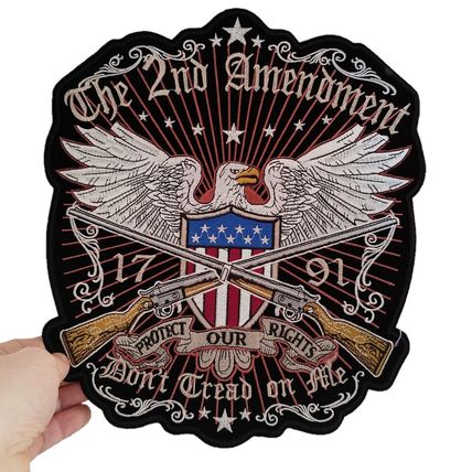 Large Iron On Patch Eagle USA 2nd Amendment Bill of Rights 26cm x 30cm Sew P424