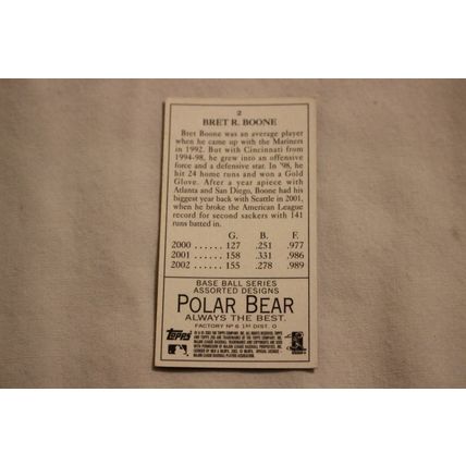 Bret Boone 2003 Topps 205 POLAR BEAR MINI NO. 2