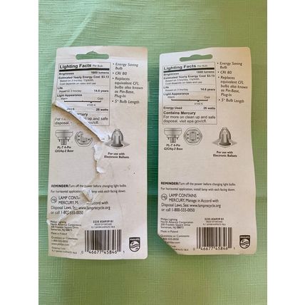 Philips Energy Saver Cool White Replacement Bulb PL-T CFL Light Bulb Set of 2 5"