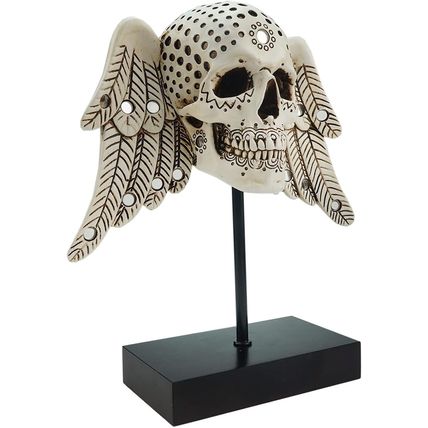 Cyborpon-Winged Decorative Skull w/ Angel Wings on Spindle-9.8"-NEW-SEALED-FAST