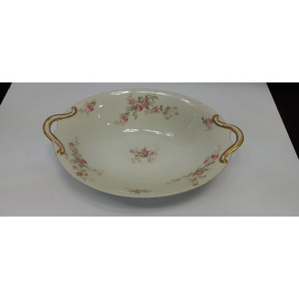 Antique CH Field Haviland Limoges GDA France Serving Dish Pink White Green Gold