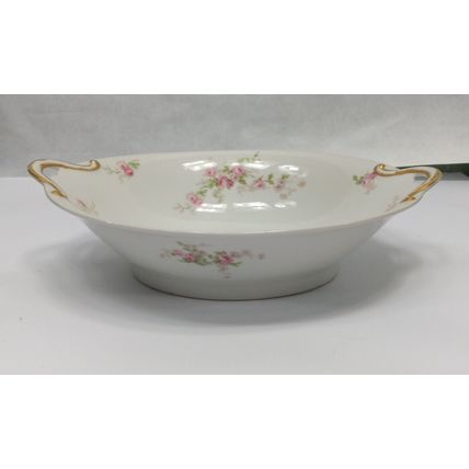 Antique CH Field Haviland Limoges GDA France Serving Dish Pink White Green Gold