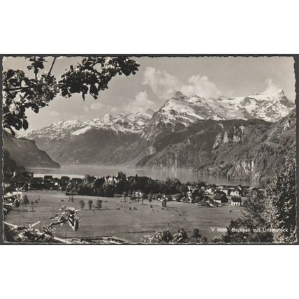Brunnen mit Urirotstock, Schwyz, 1961 - Beringer & Pampaluchi Foto-AK