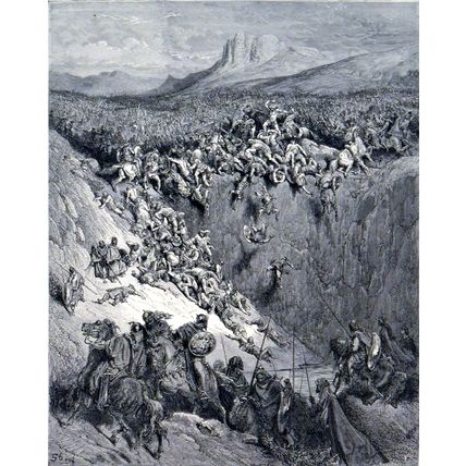 SAMSON DESTROYING THE PHILISTINES 1885 Gustave Doré Hildebrand ANTIQUE ENGRAVING