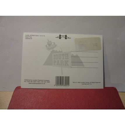 CARTMAN, SOUTH PARK, USA unused postcard 1998 London Postcard Co. =