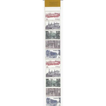 SWEDEN SVERIGE 1980 TOURISM HALSINGLAND STRIP OF 10 FOLDED BOOKLET MINT